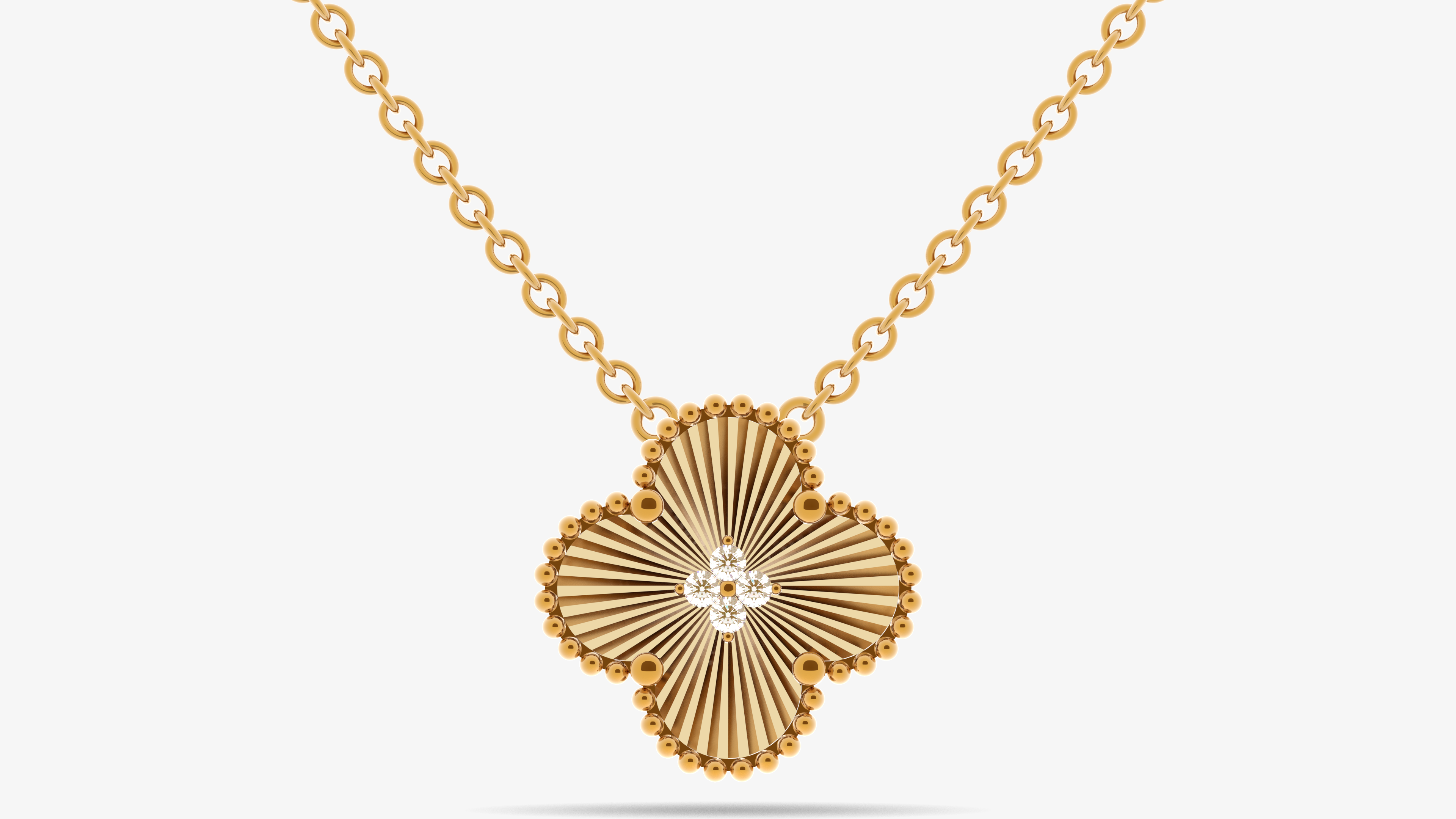 10k Gold Clover Lab Birthstone Initial Pendant