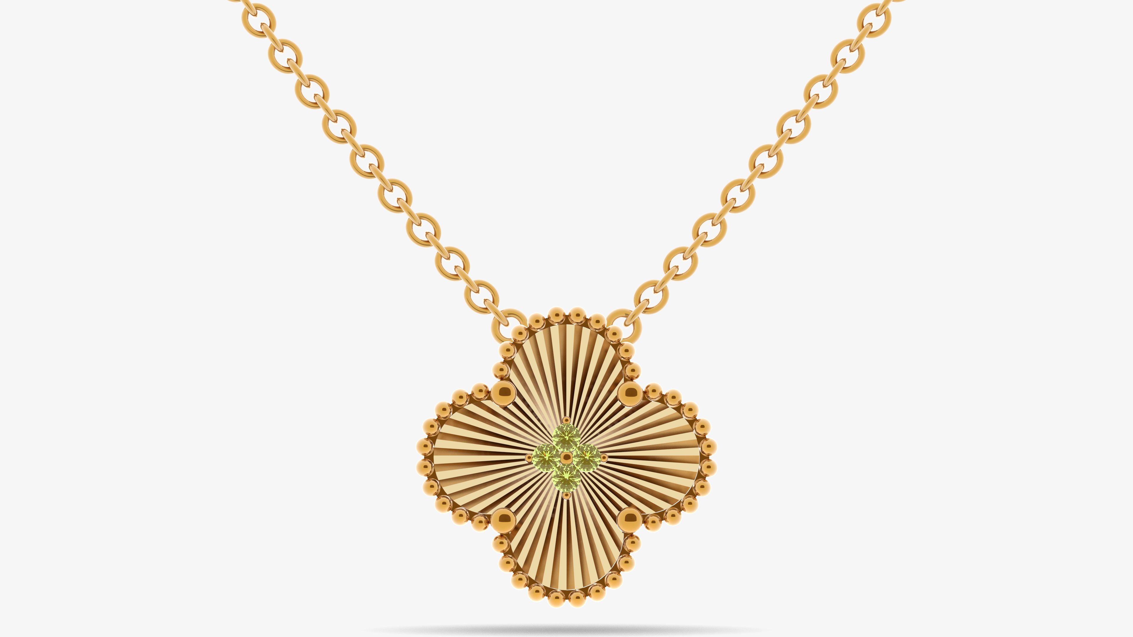 10k Gold Clover Lab Birthstone Initial Pendant