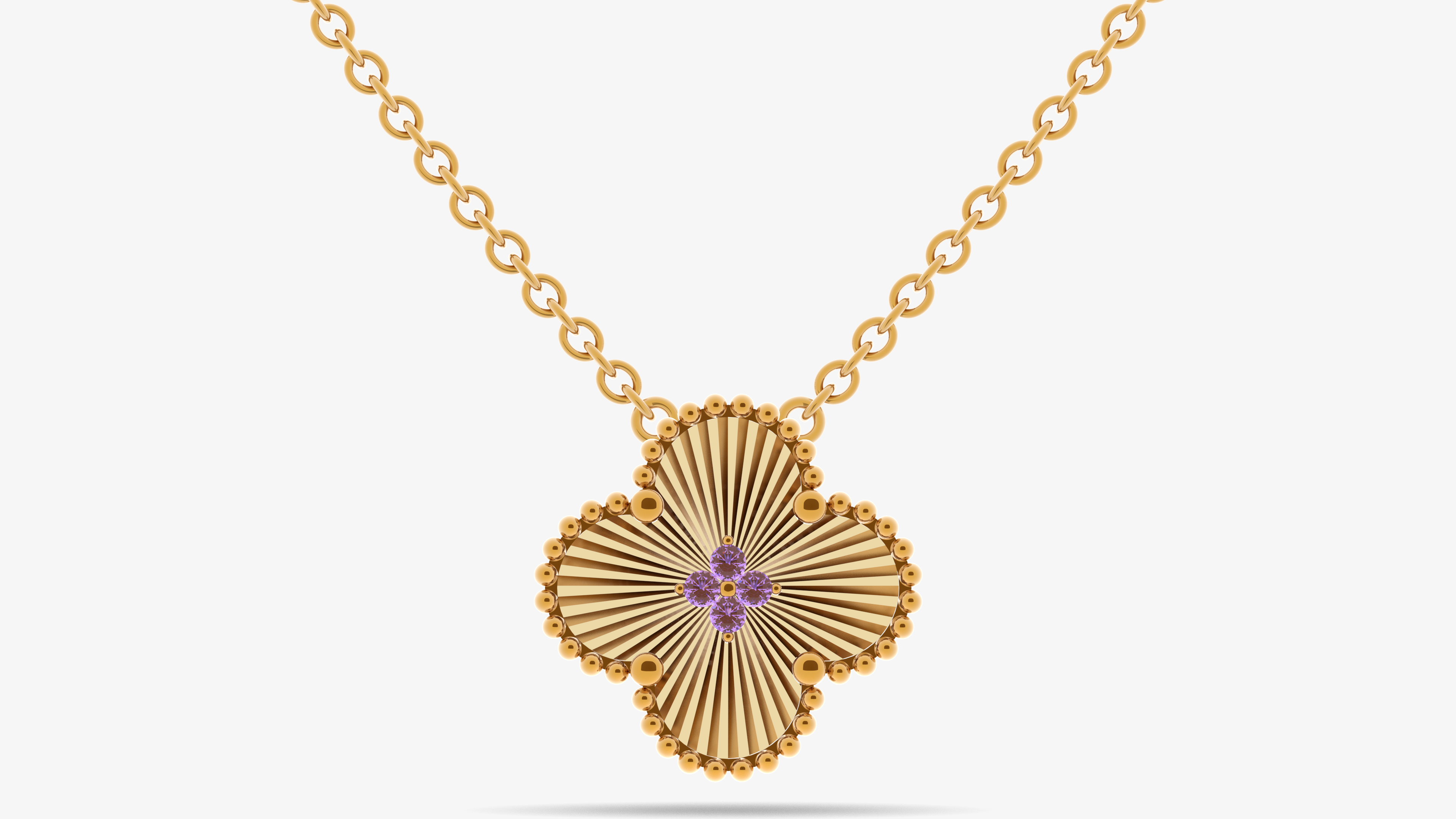 10k Gold Clover Lab Birthstone Initial Pendant