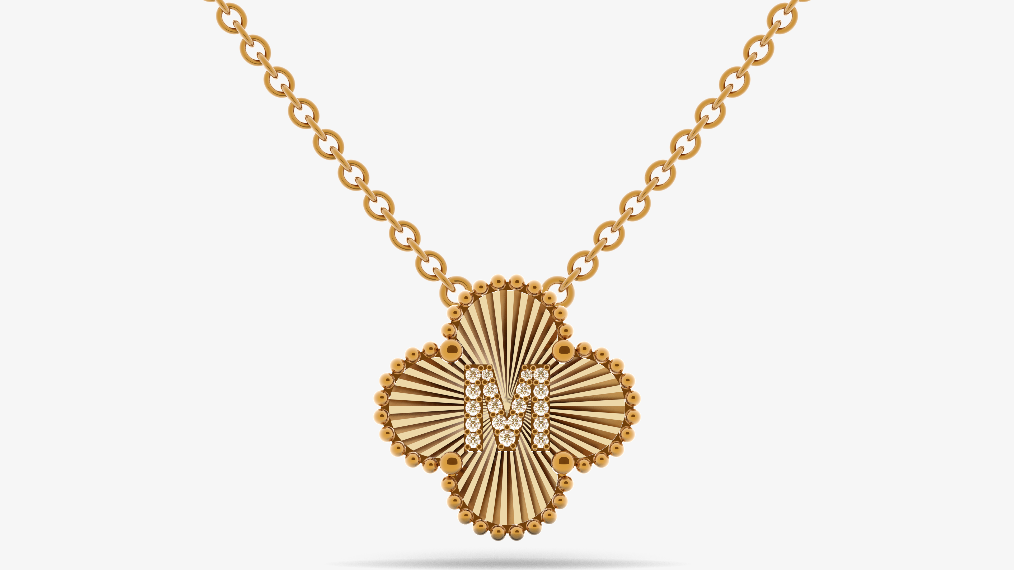 10k Gold Clover Lab Diamond Initial Pendant