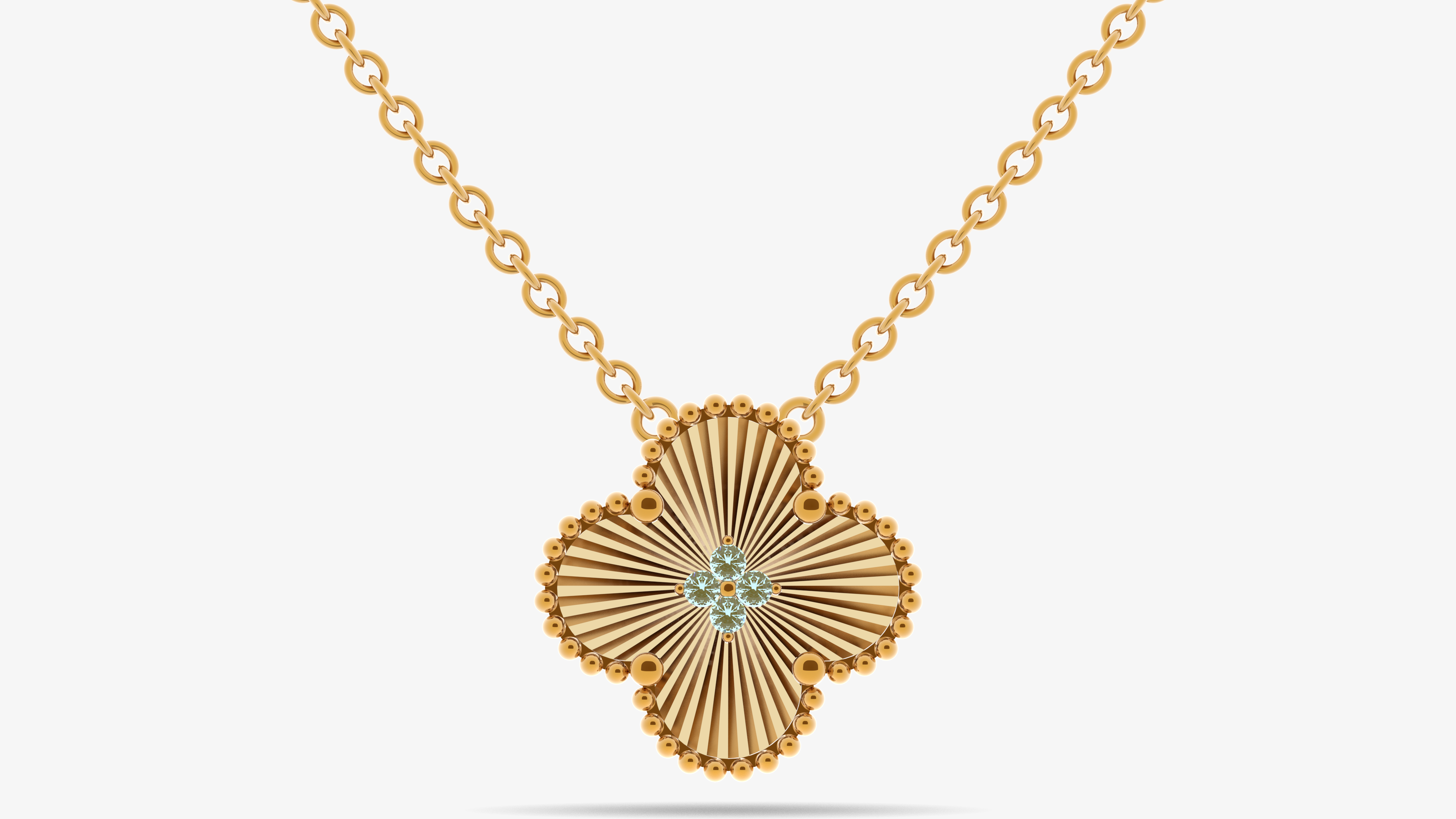 10k Gold Clover Lab Birthstone Initial Pendant