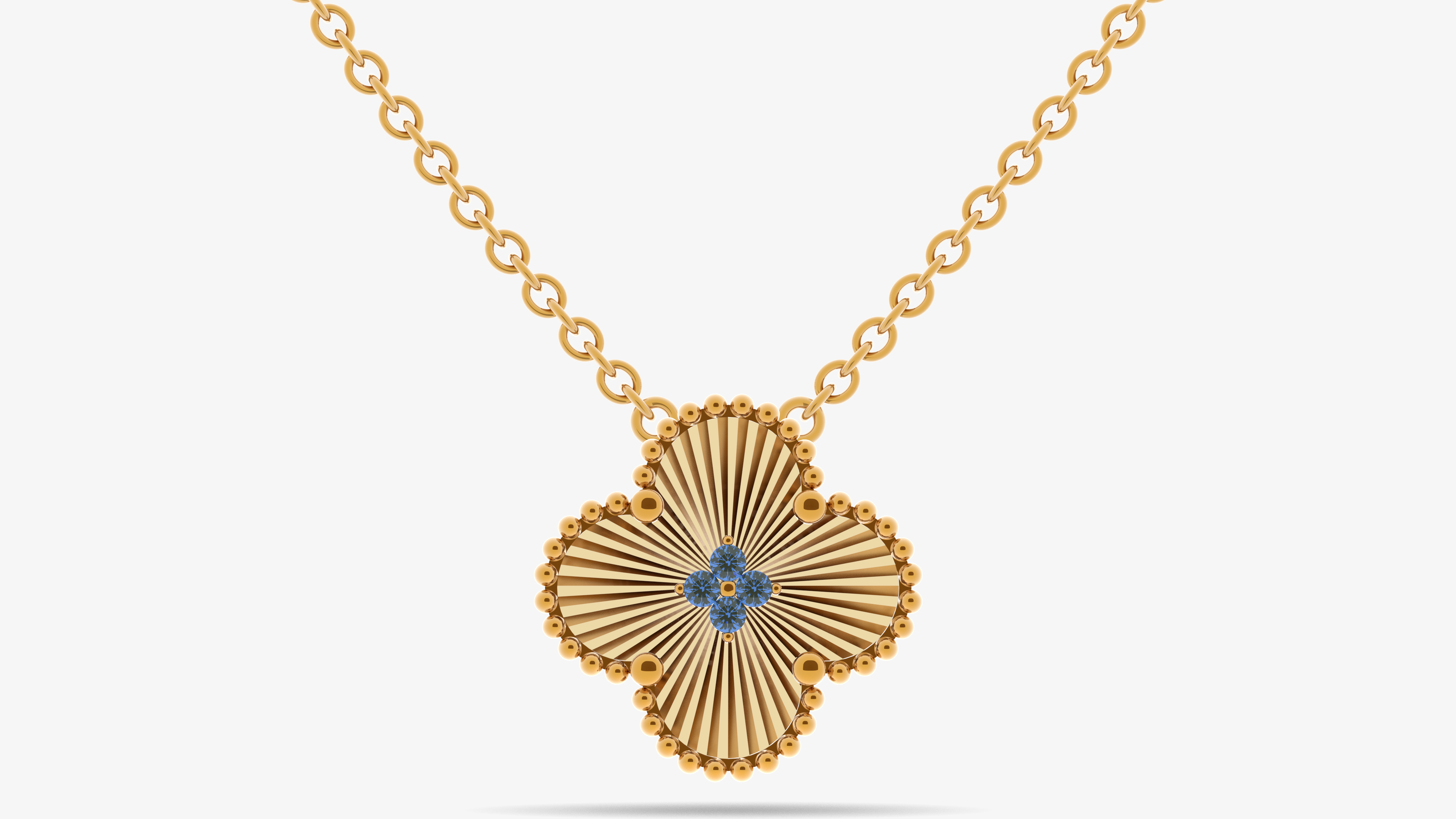 10k Gold Clover Lab Birthstone Initial Pendant