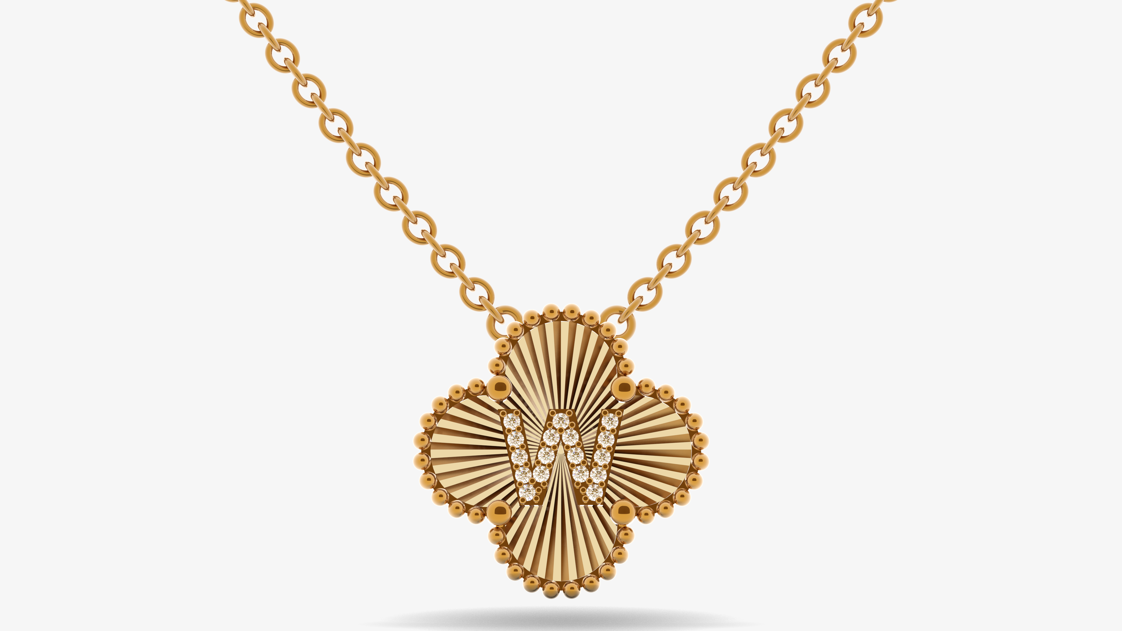 10k Gold Clover Lab Diamond Initial Pendant